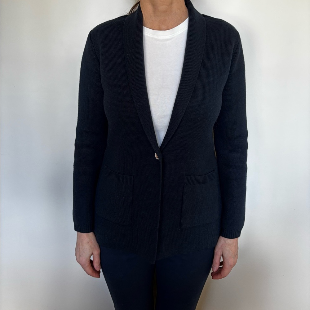 Elie Tahari Navy Knit Blazer